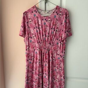 Boden Pink Floral Midi Dress